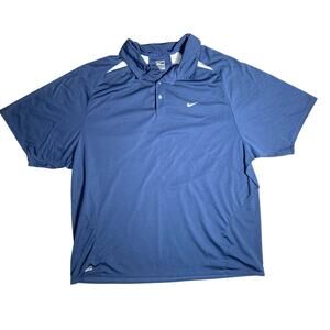 Nike Performance Men's XXL Golf Shirt Short Sleeve Top Collared Blue White
